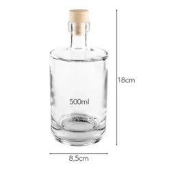 Glasflaschen mit Korken, Ø 8,5cm, 18cm hoch, 500ml, 2 Stück