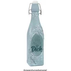 Glasflasche, viereckig, mit Bügelverschluss, 6,4cm x 6,4cm, 27,4cm hoch, Füllmenge: 550ml
