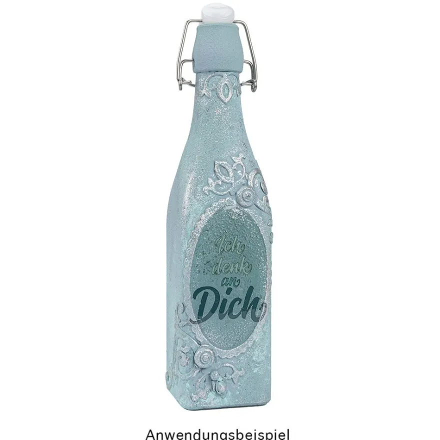 Glasflasche, viereckig, mit Bügelverschluss, 6,4cm x 6,4cm, 27,4cm hoch, Füllmenge: 550ml