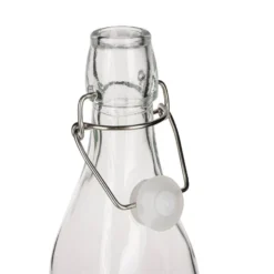 Glasflasche, viereckig, mit Bügelverschluss, 6,4cm x 6,4cm, 27,4cm hoch, Füllmenge: 550ml