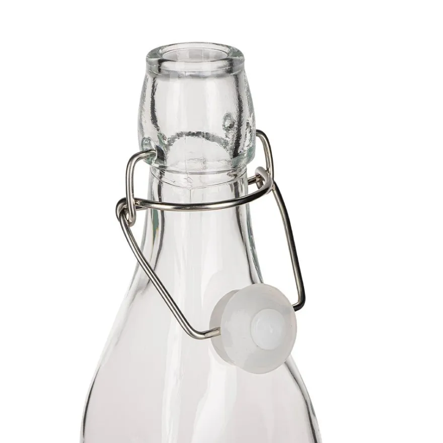 Glasflasche, viereckig, mit Bügelverschluss, 6,4cm x 6,4cm, 27,4cm hoch, Füllmenge: 550ml