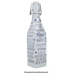 Glasflasche, viereckig, mit Bügelverschluss, 6,4cm x 6,4cm, 27,4cm hoch, Füllmenge: 550ml