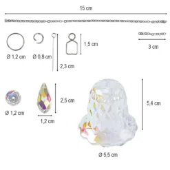 Glasglocke, facettiert, zum Zusammenbauen und Aufhängen, 24-teilig