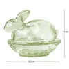Glas-Hase, 2-teilig, 12,2cm lang, 10cm hoch, abnehmbarer Deckel, grün