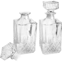 Glaskaraffen, Elegance, 9cm x 9cm x 23cm (inkl. Verschluss), Kristall-Design, 900ml, 2 Stück