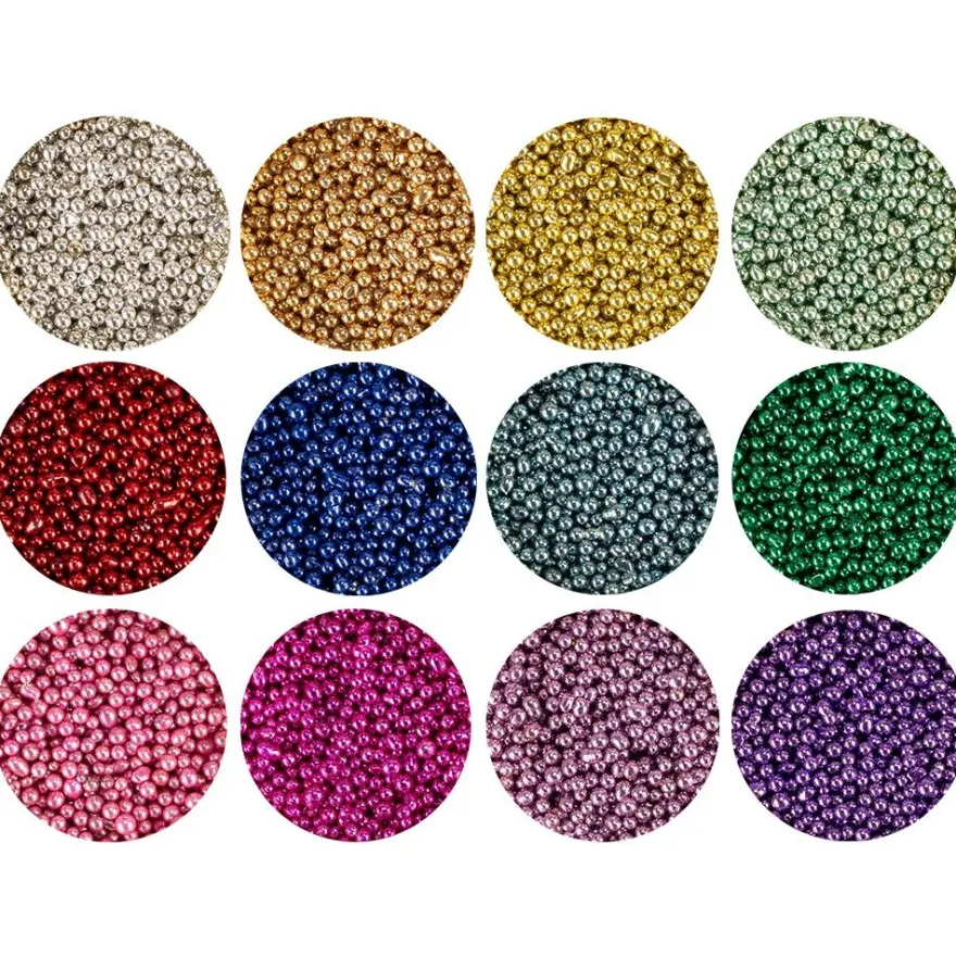 Glaskügelchen Ø 0,6mm-0,8mm, 20g, versch. Farben, metallic, 12 Stück