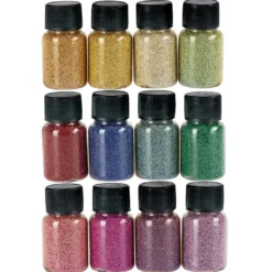 Glaskügelchen Ø 0,6mm-0,8mm, 20g, versch. Farben, metallic, 12 Stück