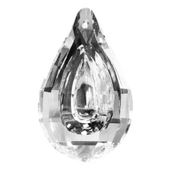 Glaskunst, Briolette Anhänger, Maia, 4cm x 6,3cm, facettiert, klar, 2 Stück