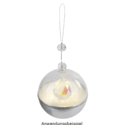 Glaskunst, Briolette Anhänger, Kugel, Ø 5cm, facettiert, klar