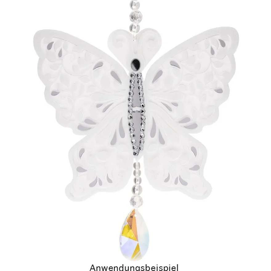 Glaskunst, Briolette Anhänger, Hera, 2,2cm x 3,8cm, facettiert, irisierend, 3 Stück