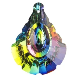Glaskunst, Briolette Anhänger, Zeus, 3,5cm x 5cm, facettiert, bunt, 2 Stück