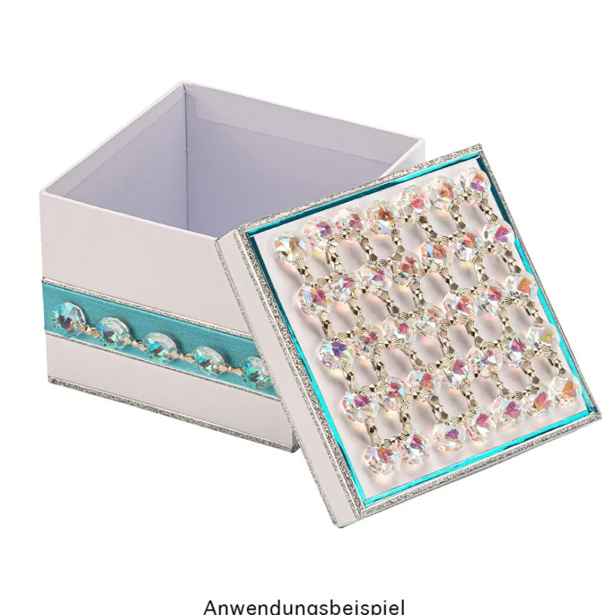Glaskunst, Koppen, Octagon, Ø1,4cm, facettiert, irisierend, mit zwei Öffnungen, 30 Stück
