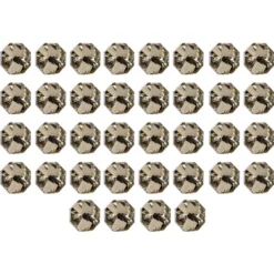 Glaskunst, Koppen, Octagon, Ø 1,2cm, facettiert, taupe/silberfarbene Rückseite, 36 Stück