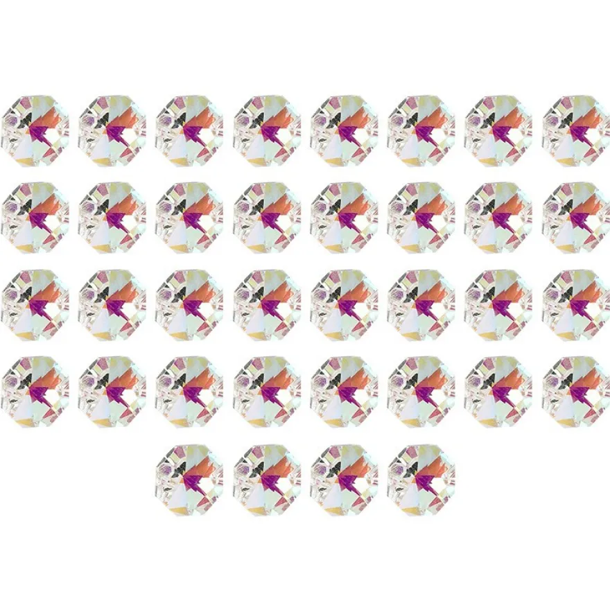 Glaskunst, Koppen, Octagon, Ø 1,2cm, facettiert, irisierend, 36 Stück