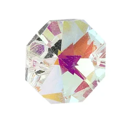 Glaskunst, Koppen, Octagon, Ø 1,2cm, facettiert, irisierend, 36 Stück