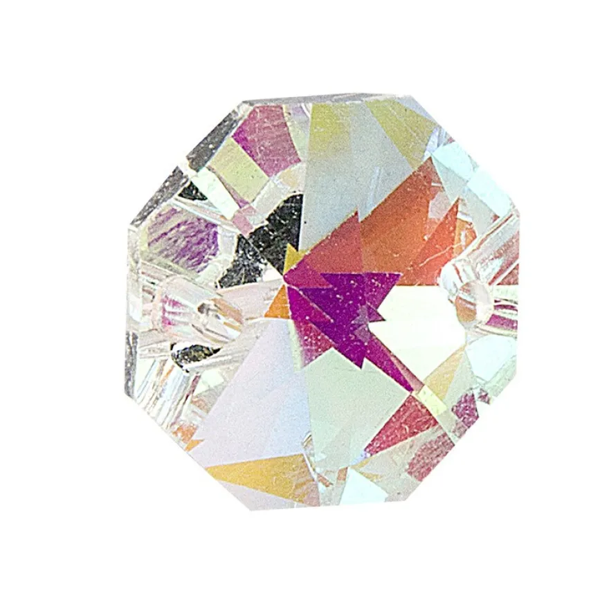 Glaskunst, Koppen, Octagon, Ø 1,2cm, facettiert, irisierend, 36 Stück