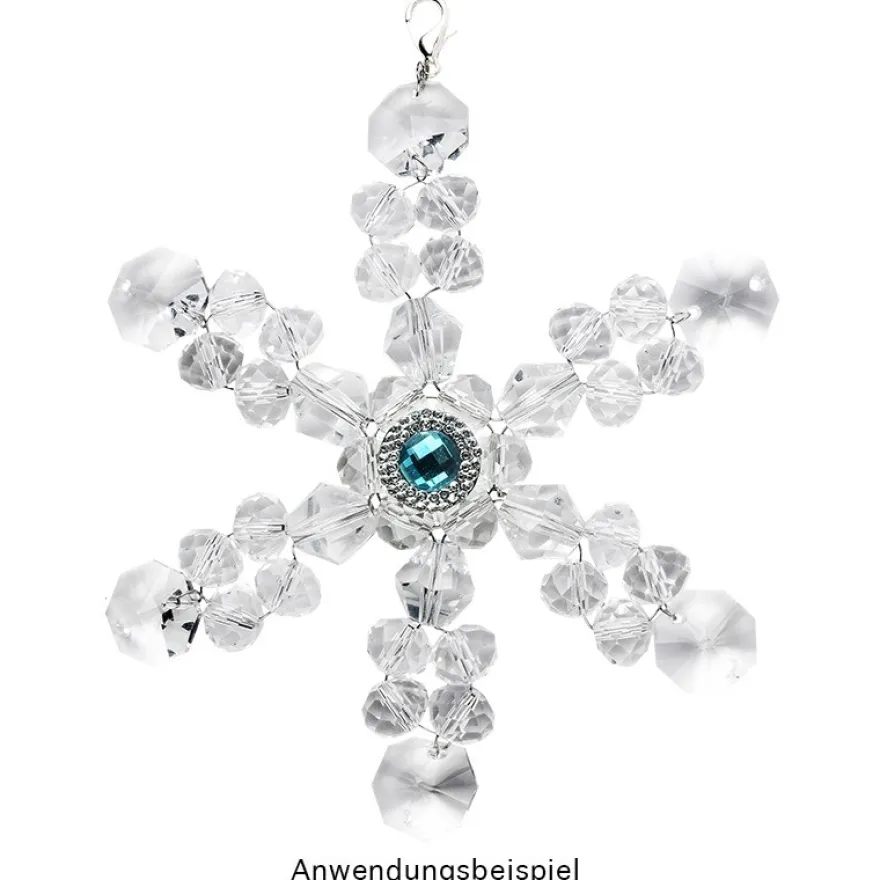 Glaskunst, Koppen, Octagon, Ø1,4cm, facettiert, klar, mit zwei Öffnungen, 30 Stück