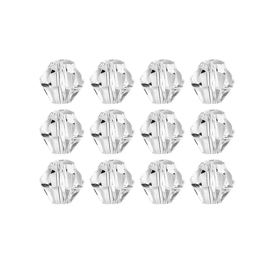 Glaskunst, Perlen, Diamant, 1,2cm x 1,2cm, facettiert, klar, 12 Stück