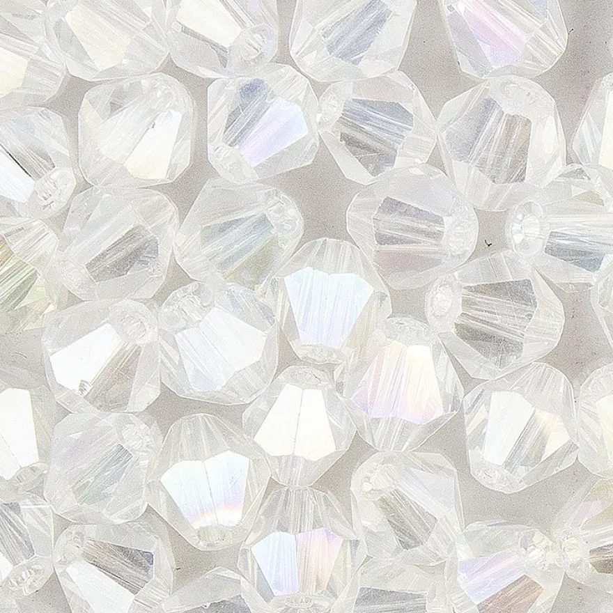Glaskunst, Perlen, Diamant, 0,8cm x 0,8cm, facettiert, klar irisierend, 50 Stück