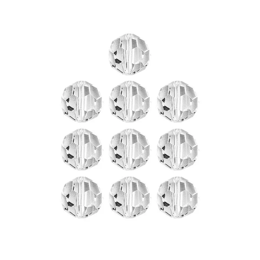 Glaskunst, Perlen, Kugel, Ø 1,4cm, facettiert, klar, 10 Stück
