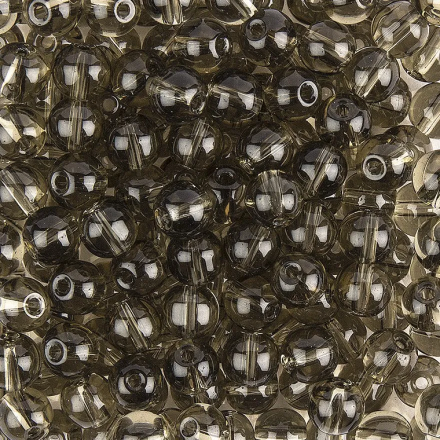 Glaskunst, Perlen, Kugel, Ø 0,6cm, klar hellgrau, 140 Stück