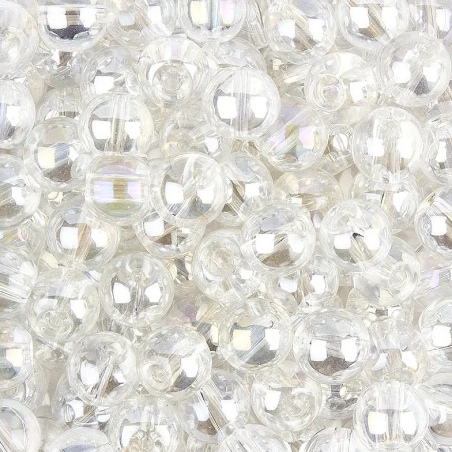 Glaskunst, Perlen, Kugel, Ø 0,8cm, klar irisierend, 100 Stück