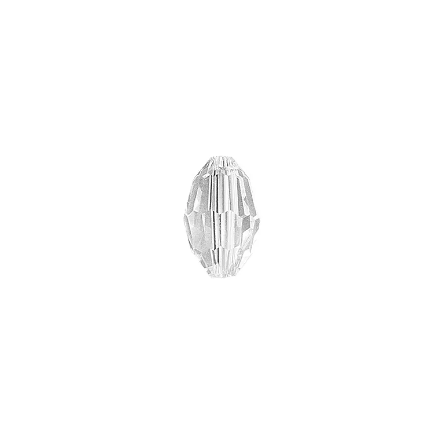 Glaskunst, Perlen, Oval, 0,8cm x 1,1cm, facettiert, klar, 28 Stück