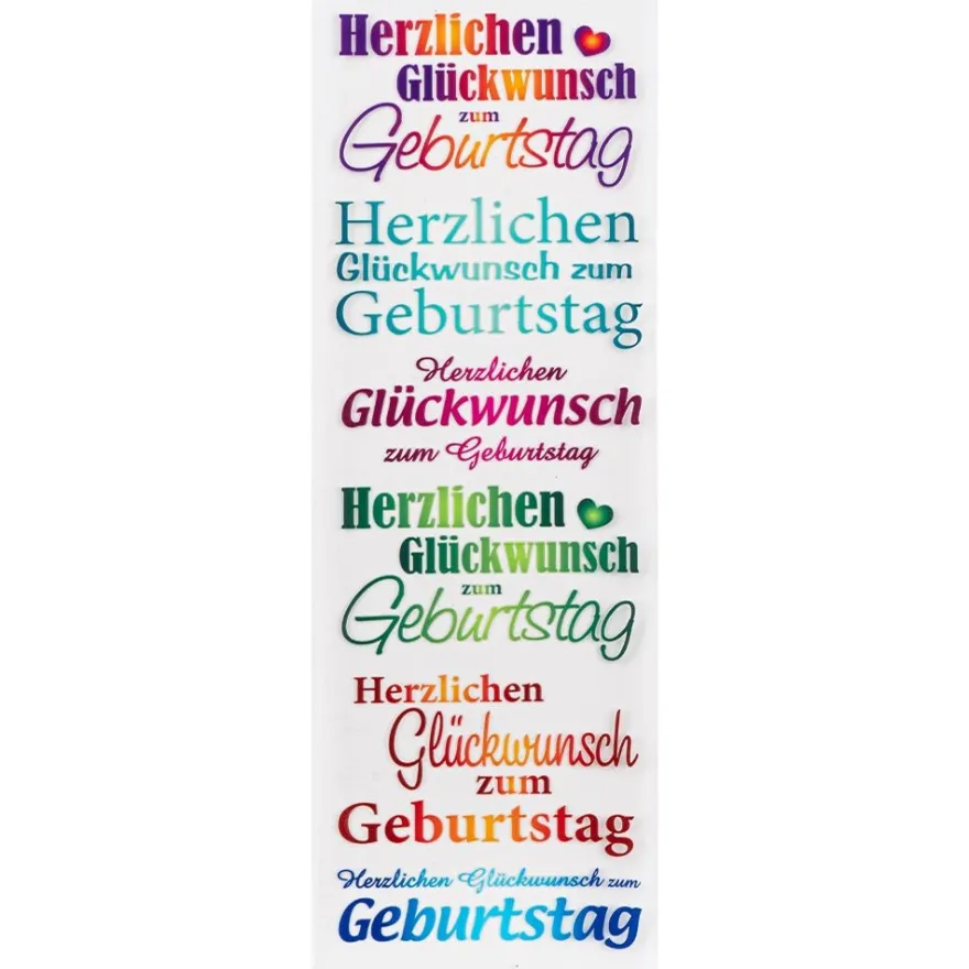 Glas-Relief-Transfers Deluxe, Anlässe & Wünsche 2, 10cm x 30cm, farbig, 5 Bogen