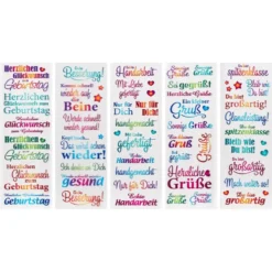Glas-Relief-Transfers Deluxe, Anlässe & Wünsche 2, 10cm x 30cm, farbig, 5 Bogen