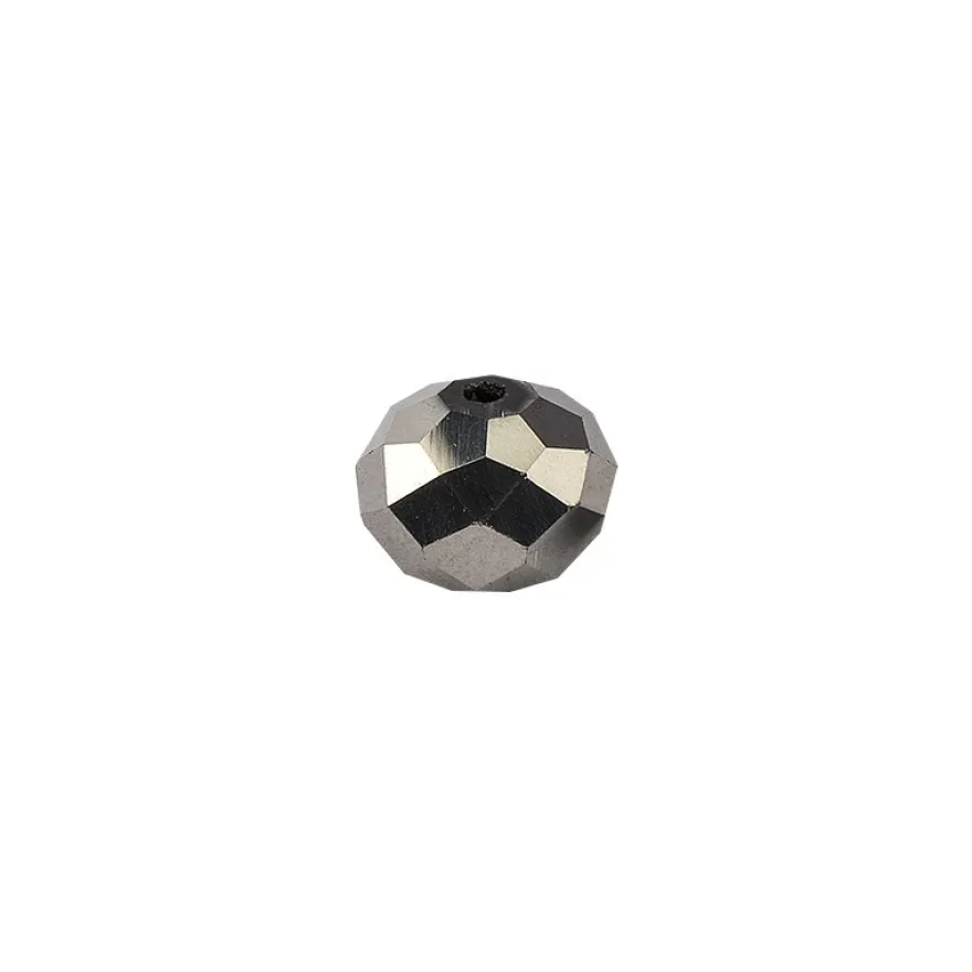 Glasschliff-Perlen, 0,8cm x 0,6cm, anthrazit, 20 Stück