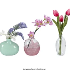 Glas-Vasen, organische Formen, versch. Größen & Designs, klar, 3 Stück