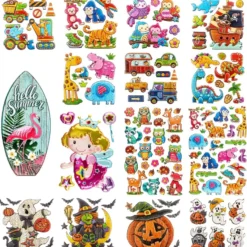 Glückstreffer-Set, Relief-Sticker, verschiedene Designs, 15 Bogen