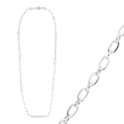 Glieder-Halskette, aus Edelstahl, Design 1, 50cm lang, Stärke: 3,5mm, silber