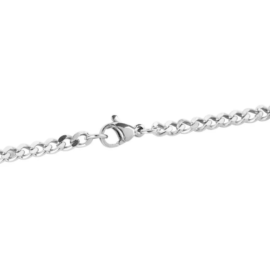 Glieder-Halskette, aus Edelstahl, Design 2, 70cm lang, Stärke: 3mm, silber