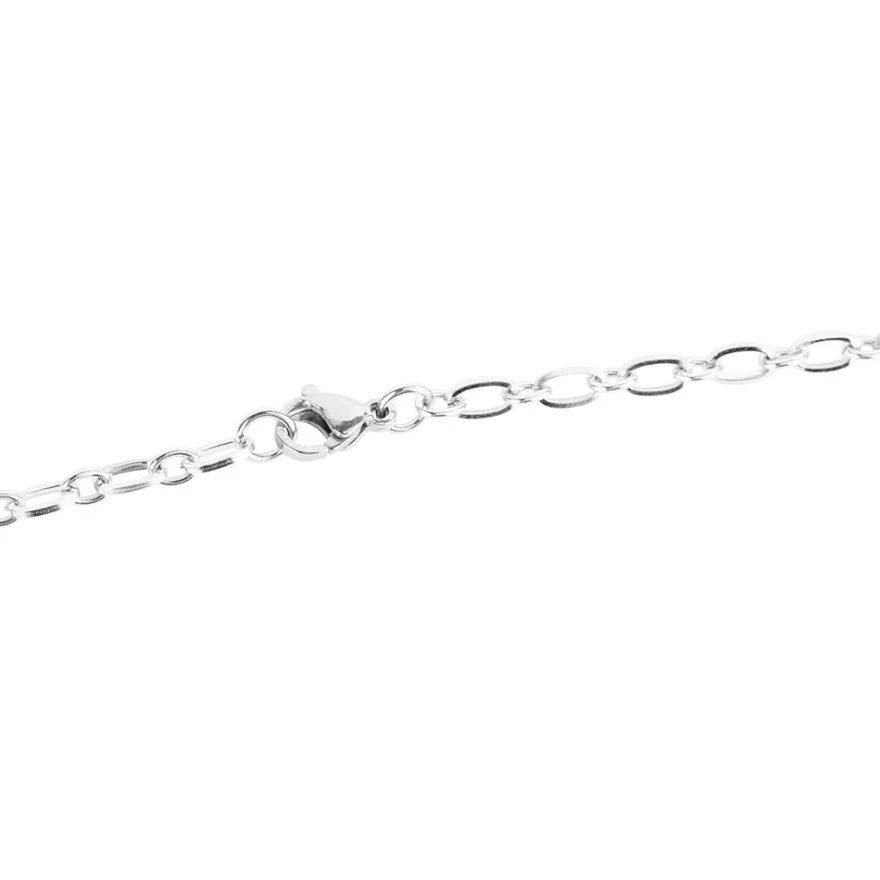 Glieder-Halskette, aus Edelstahl, Design 1, 60cm lang, Stärke: 3,5mm, silber