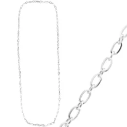 Glieder-Halskette, aus Edelstahl, Design 1, 60cm lang, Stärke: 3,5mm, silber