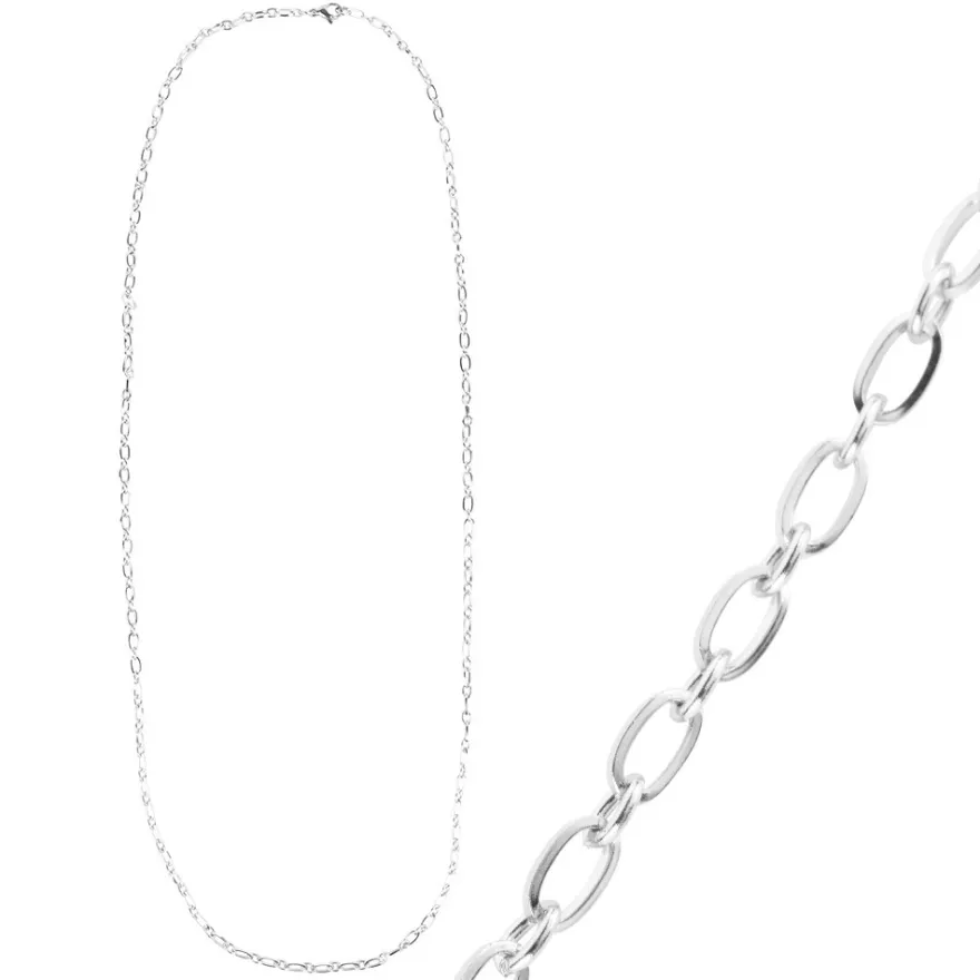 Glieder-Halskette, aus Edelstahl, Design 1, 70cm lang, Stärke: 3,5mm, silber