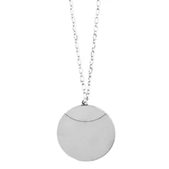 Glieder-Halskette mit Anhänger aus Edelstahl, Länge 60cm, 3mm stark, Anhänger Ø 5cm, silber