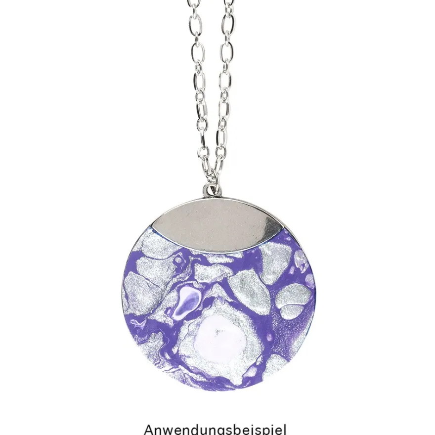 Glieder-Halskette mit Anhänger aus Edelstahl, Länge 60cm, 3mm stark, Anhänger Ø 5cm, silber
