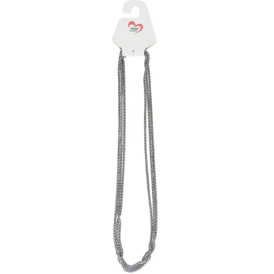 Glieder-Halsketten aus Edelstahl, 60cm lang, verlängerbar bis 70cm, Stärke: 3mm, silber, 3 Stück