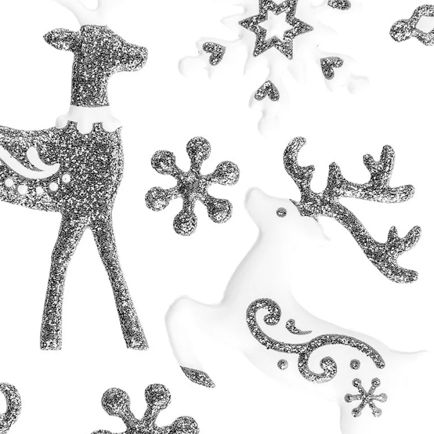 Glimmer-Relief-Sticker, Rentiere, 21cm x 14cm