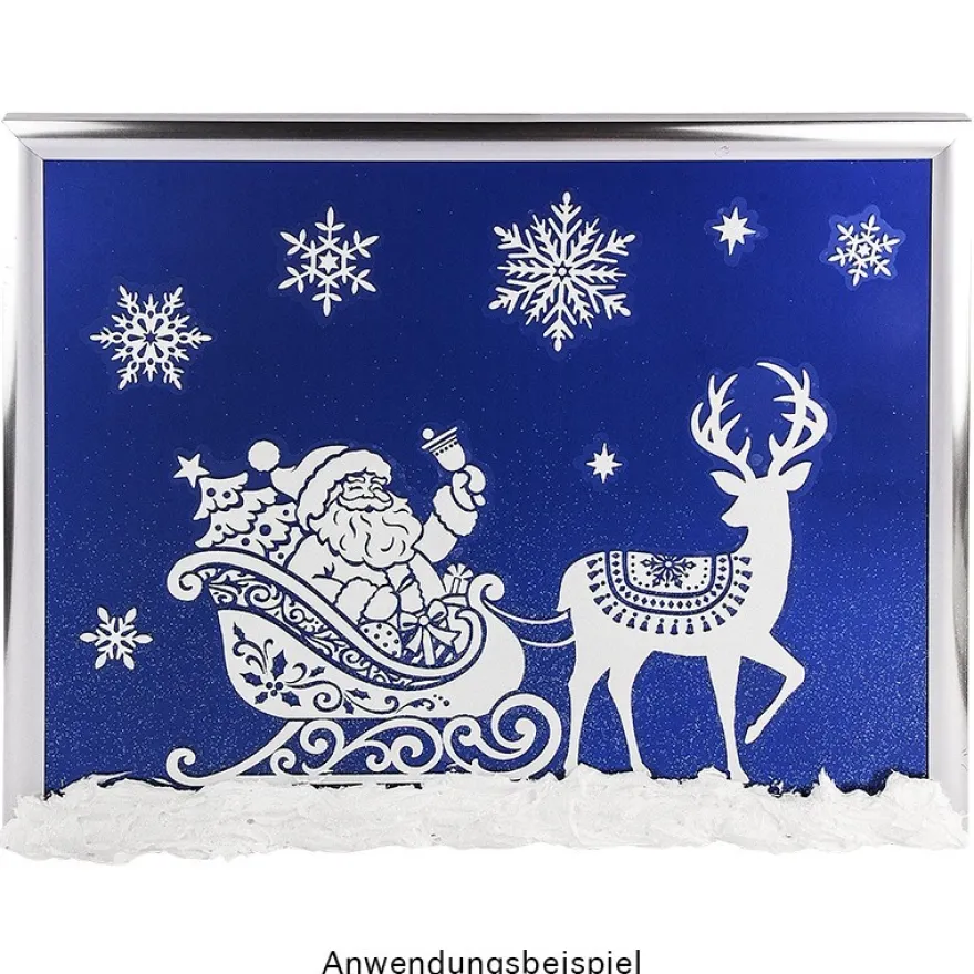 Glimmer-Relief-Sticker, Weihnachtsmann, XL 31,5x30,5 cm