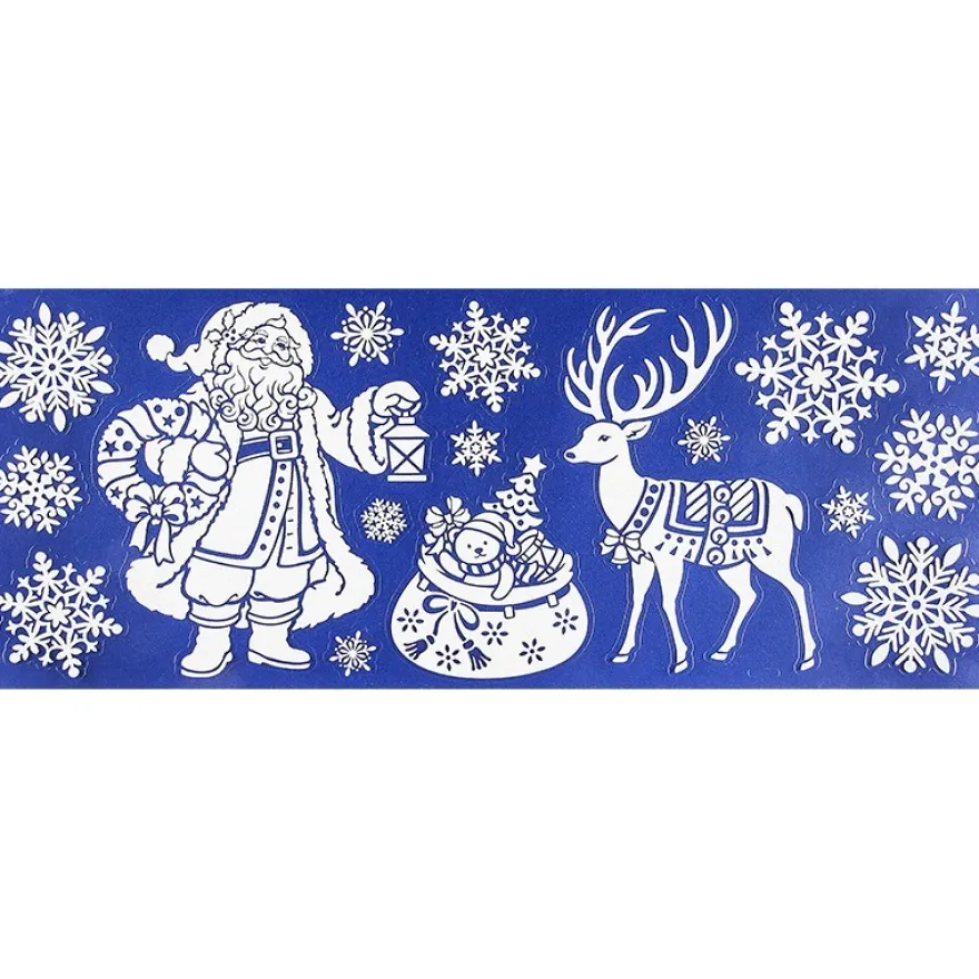 Glimmer-Relief-Sticker XXL, Weihnachtsmann 2, 20cm x 50cm