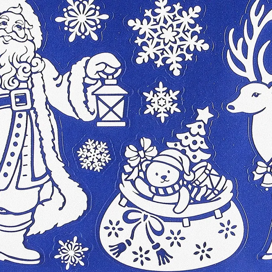 Glimmer-Relief-Sticker XXL, Weihnachtsmann 2, 20cm x 50cm