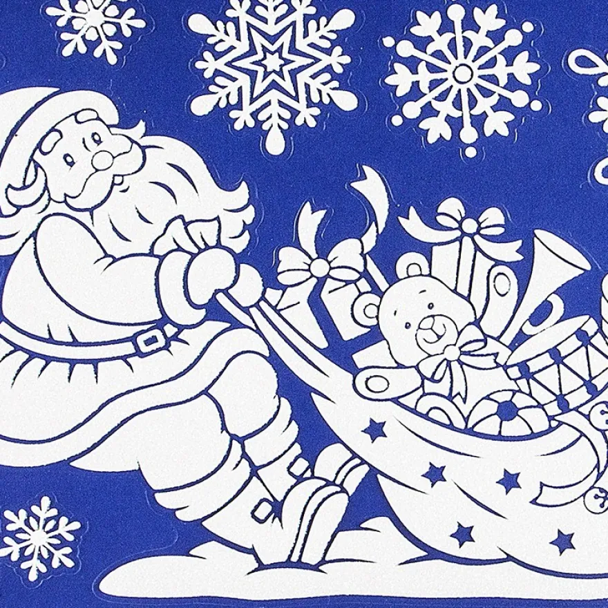 Glimmer-Relief-Sticker XXL, Weihnachtsmann 1, 20cm x 50cm