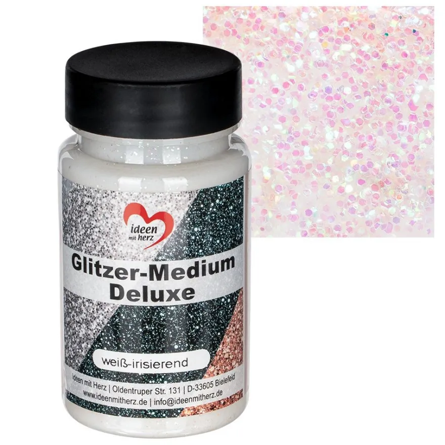 Glitzer-Medium Deluxe, weiß-irisierend, 90ml