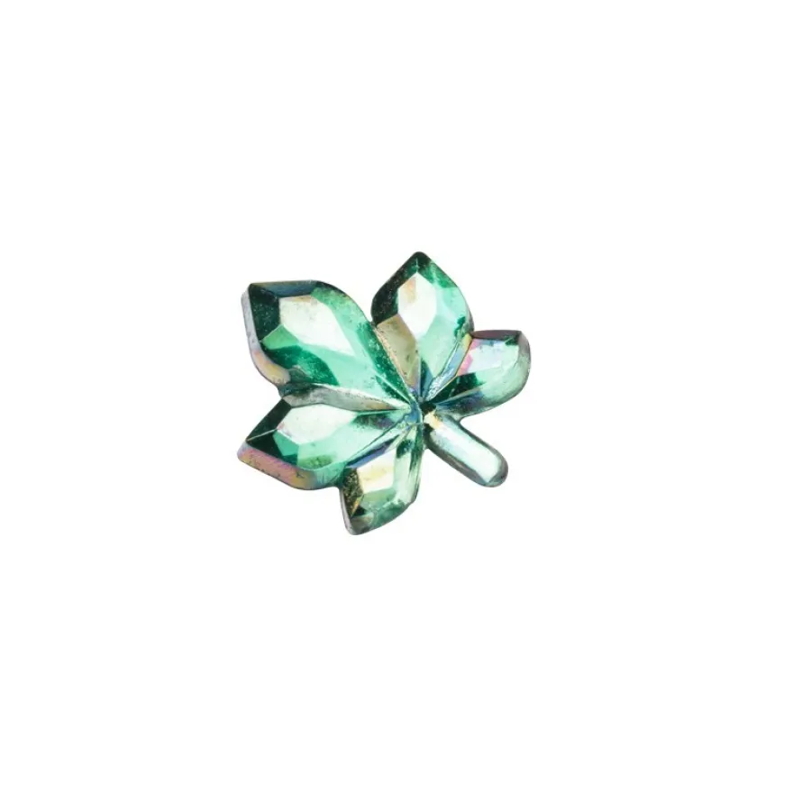 Glitzersteine, Ahorn-Blattornamente, 8 mm, 50 Stück, grün-irisierend
