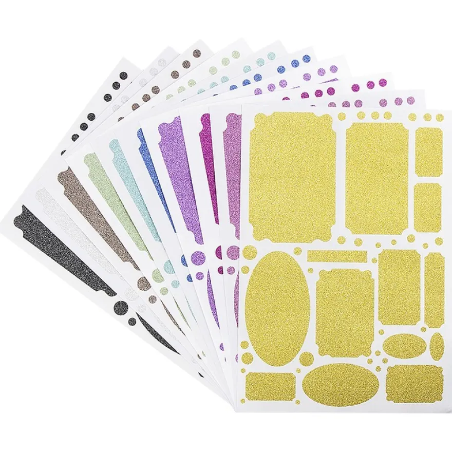 Glitzer-Sticker, Ornamente und Rahmen 3, DIN A4, 10 Farben, 10 Bogen