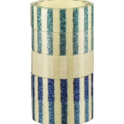 Glitzer-Tape, Transparent-Design, 15mm x 120cm, 5 Rollen, blau