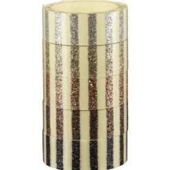 Glitzer-Tape, Transparent-Design, 15mm x 120cm, 5 Rollen, braun